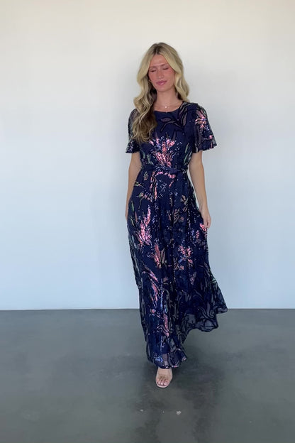 Muse Sequin Maxi Dress | Dark Blue Multi