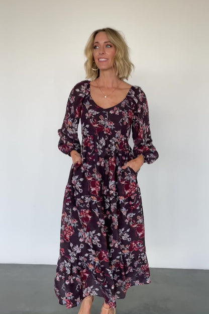 Chantae Maxi Dress | Dark Plum Print