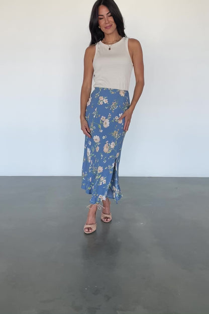 Fairchild Skirt | Dusty Blue Floral