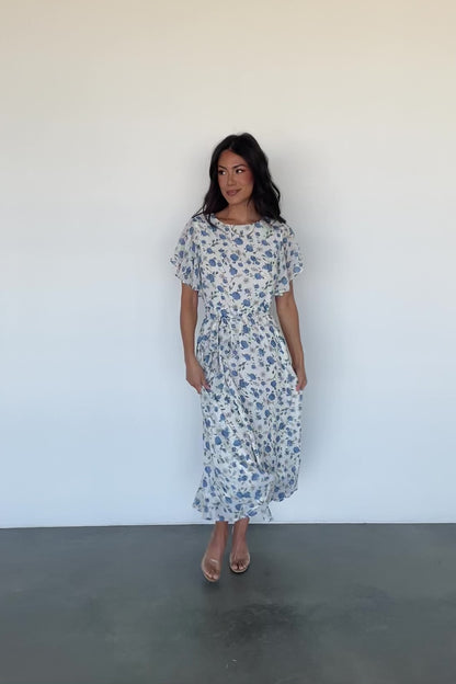 Laurel Midi Dress | Off-White + Blue Floral