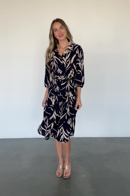 Riverside Midi Dress | Navy + Taupe