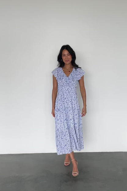 Crete Midi Dress | Blue + White