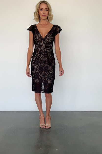 Kimber Lace Dress | Black + Nude