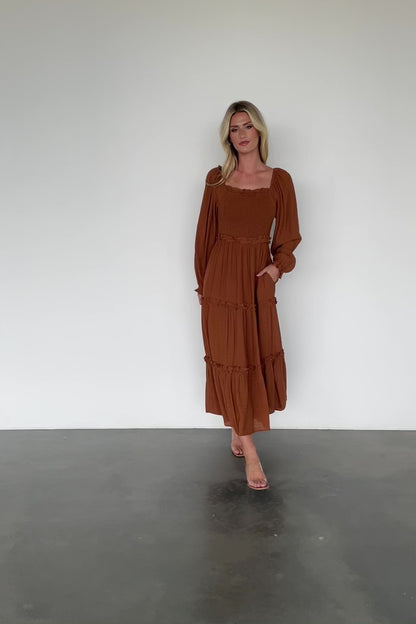 Rowan Tiered Dress | Warm Brown