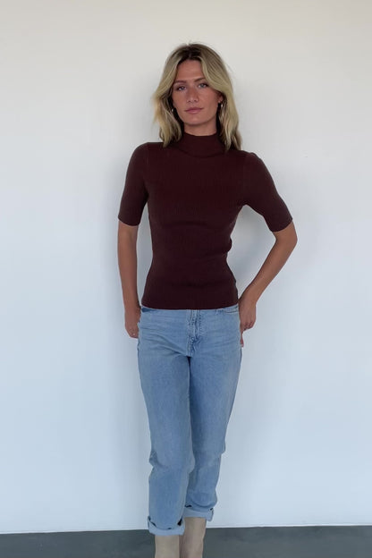 Liel Ribbed Top | Brown