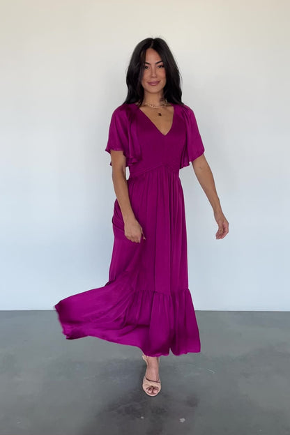 Lovell Smocked Midi Dress | Wine Berry