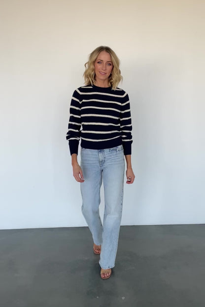 Rianne Knit Sweater | Navy + Cream Stripe