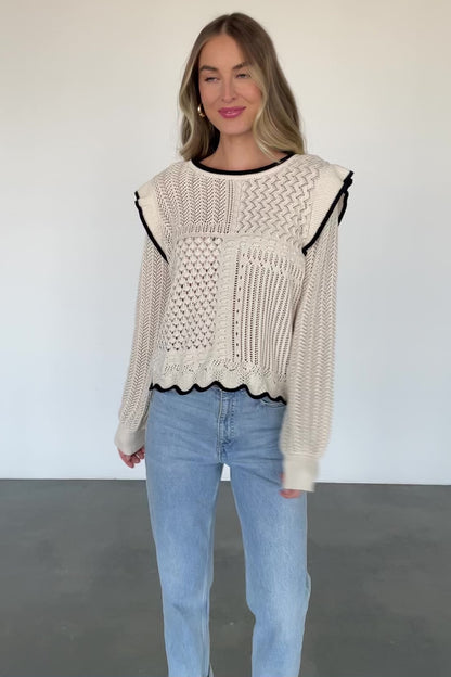 Oleya Knit Sweater Top | Ivory