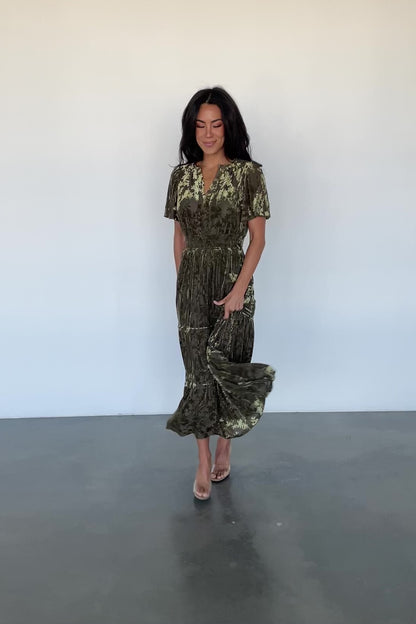 Bronwyn Velvet Dress | Olive