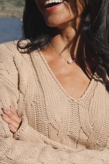 Jordan Cable Knit Sweater | Taupe