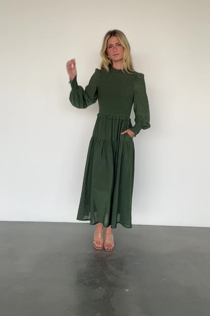 Daria Smocked Maxi Dress | Juniper Green