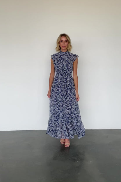 Kearny Ruffle Maxi Dress | Slate Print