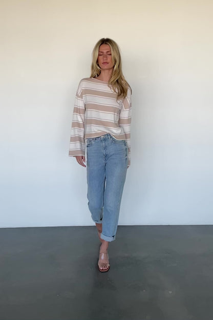 Astoria Striped Top | Ivory + Sand