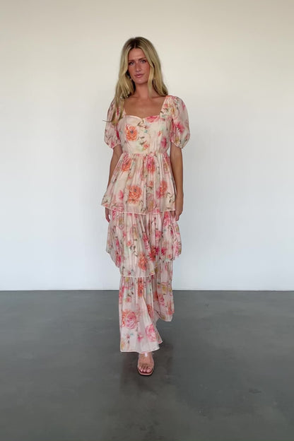 Cozette Tiered Maxi Dress | Blush Floral