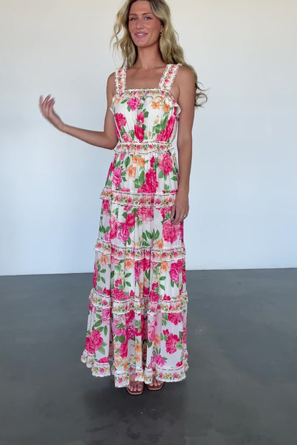 Julieta Tiered Maxi Dress | Off White Floral