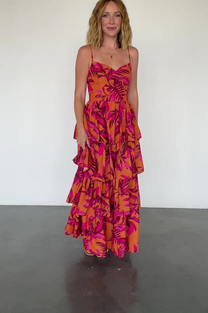 Joree Tiered Maxi Dress | Ginger + Fuschia Multi