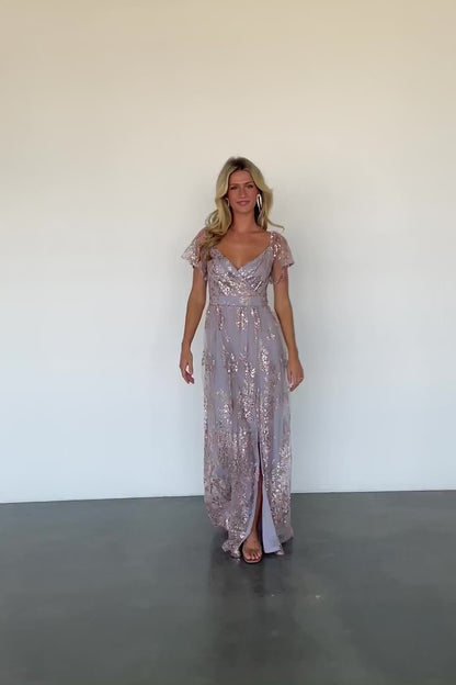 Corinne Shimmer Maxi Gown | Lavender