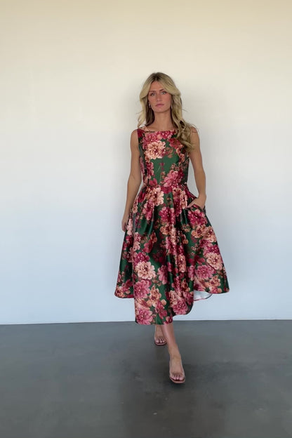 Wendy Sleeveless Dress | Emerald Multi Floral