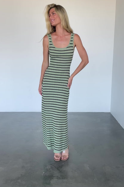 Jesse Ribbed Tank Maxi Dress | Olive + Black