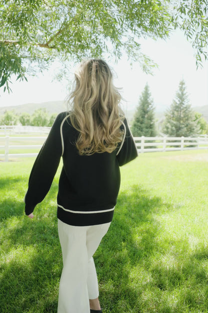 Harrington Sweater | Black + Cream
