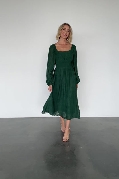 Dalton Pleated Midi Dress | Dark Green