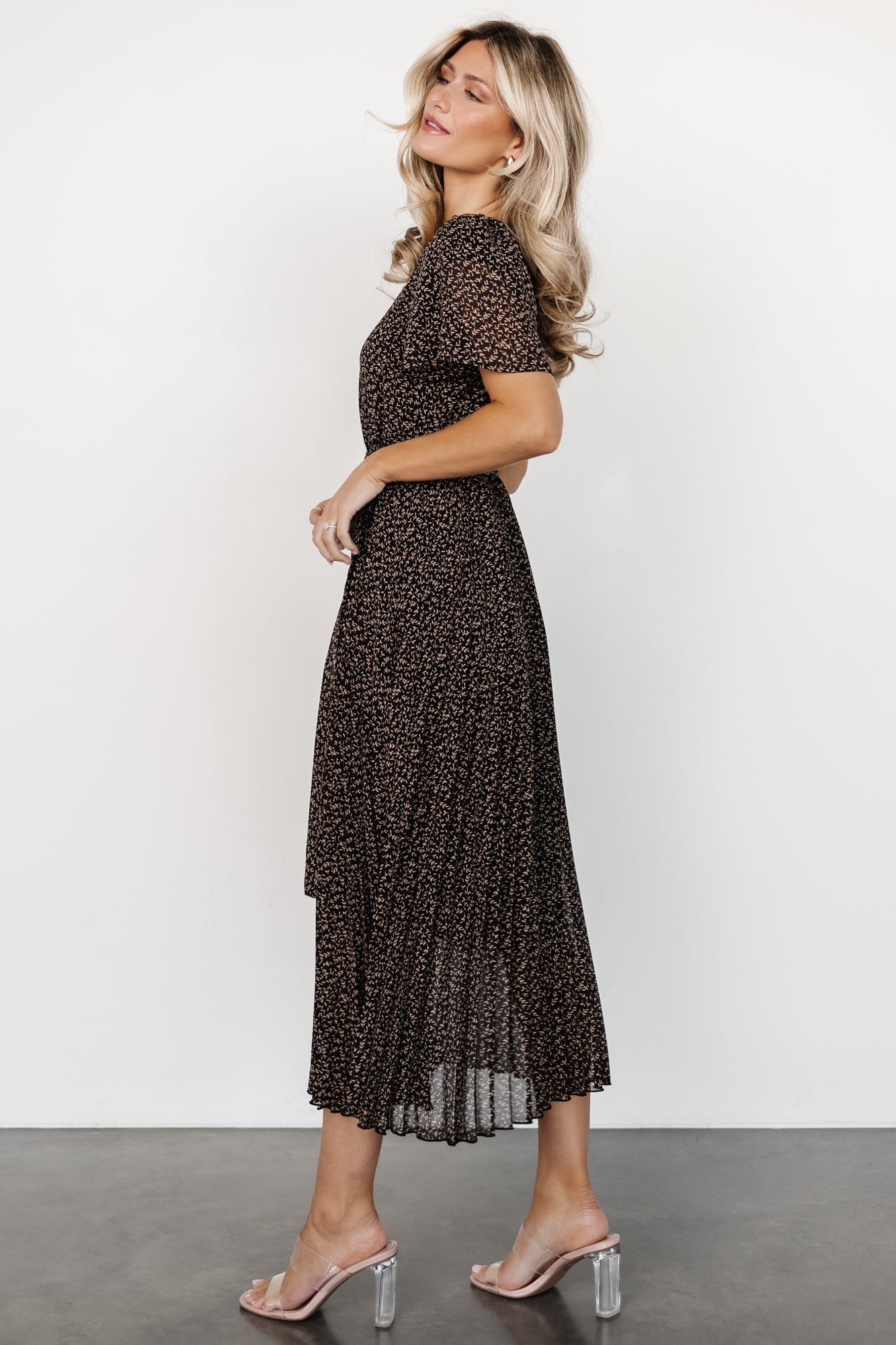 Baltic Born Womens Prim Pleated Dress | Black Print | Size: 2XL Baltic Born Womens Prim Pleated Dress | Black Print | Size: 2XL