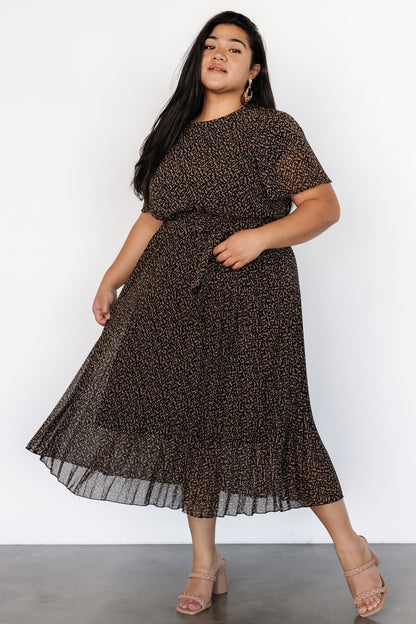 Prim Pleated Dress | Black Print - Baltic Born