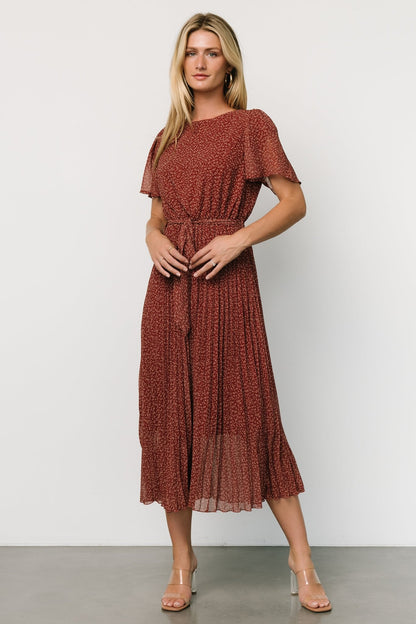 Prim Pleated Dress | Dark Rust - Baltic Born