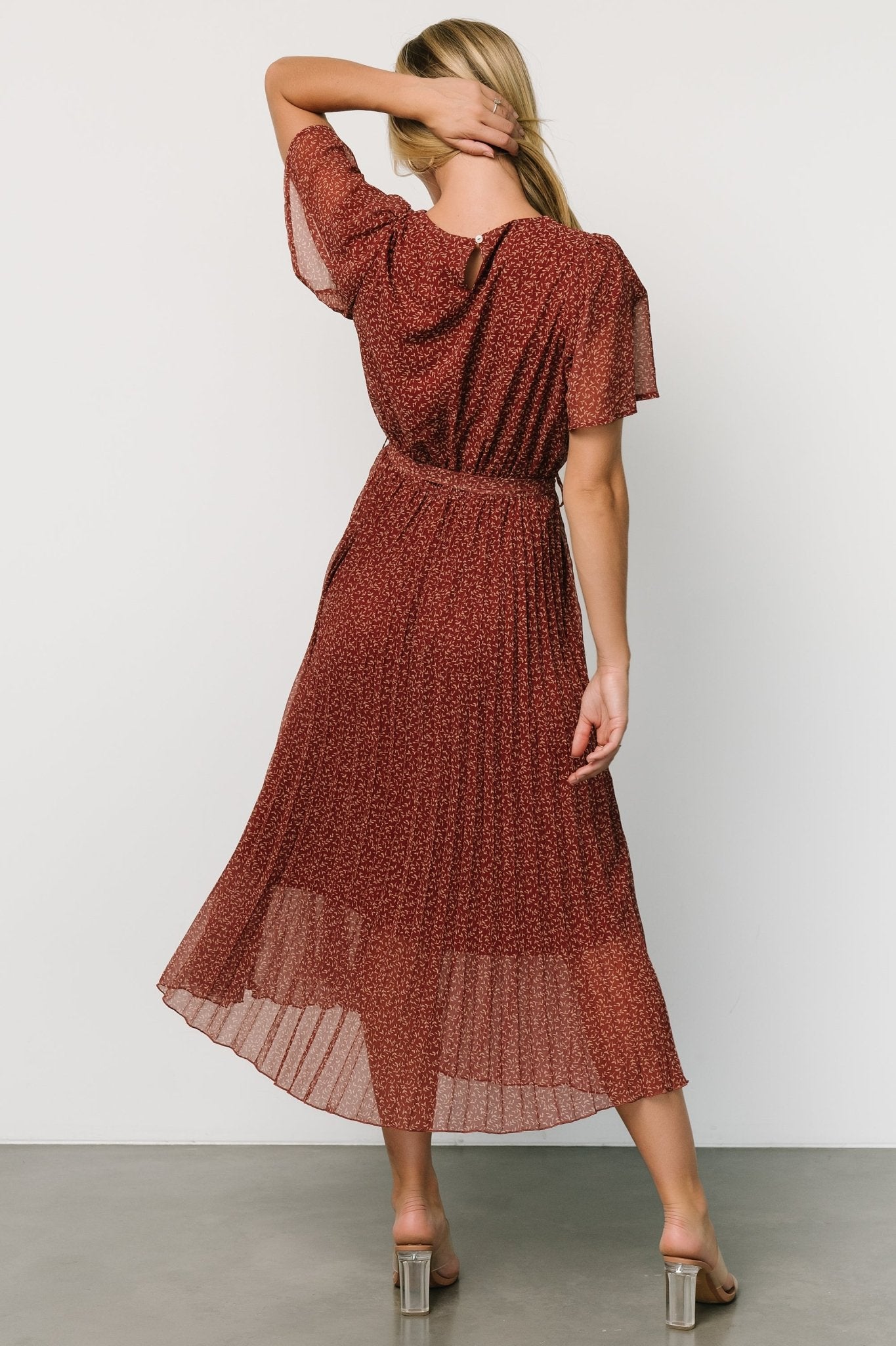 Prim Pleated Dress | Dark Rust - Baltic Born