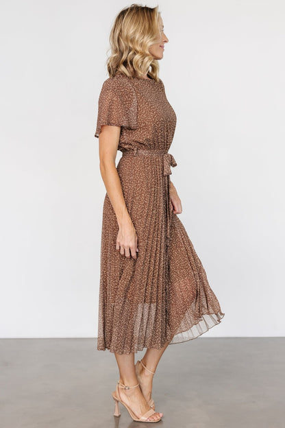 Prim Pleated Dress | Dusty Brown Print - Baltic Born