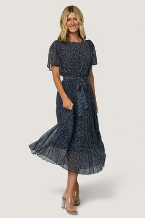 Baltic Born Womens Prim Pleated Dress | Navy Print