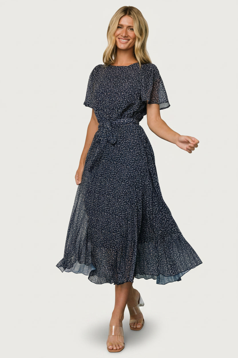 Baltic Born Womens Prim Pleated Dress | Navy Print
