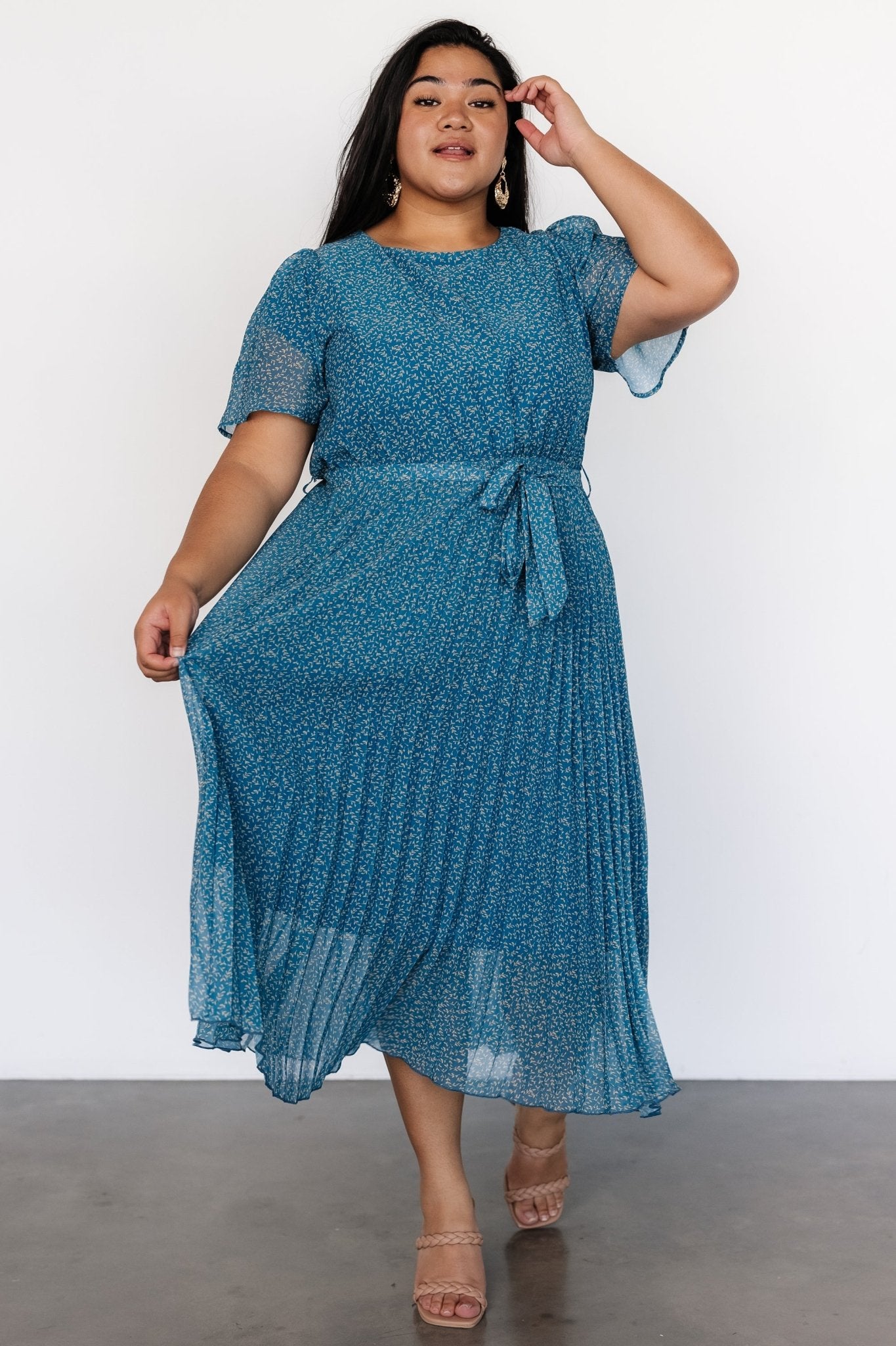 Prim Pleated Dress | Persian Blue Print - Baltic Born