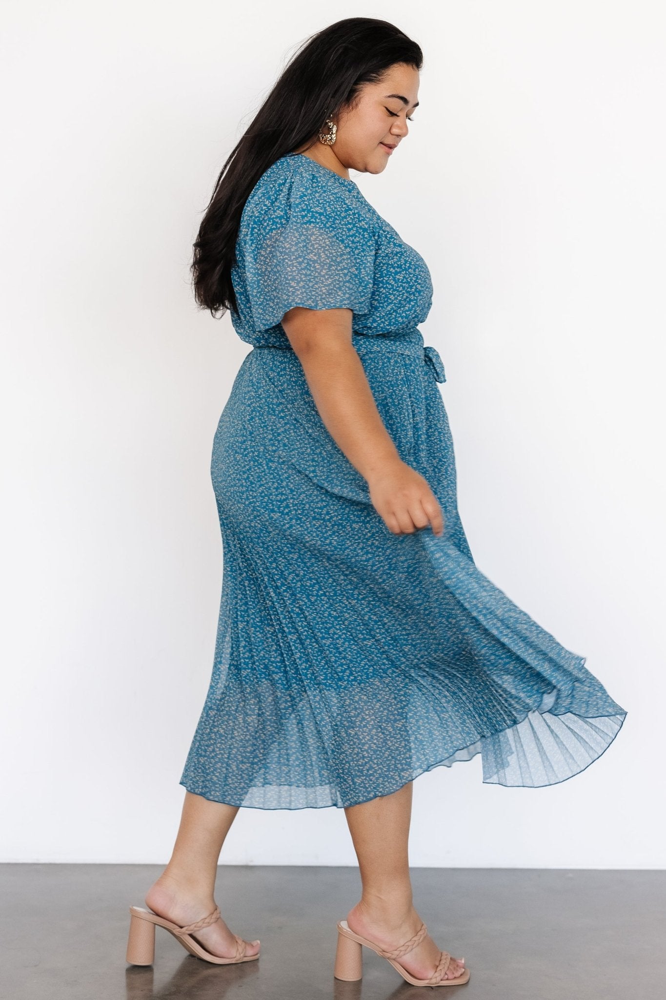 Prim Pleated Dress | Persian Blue Print - Baltic Born