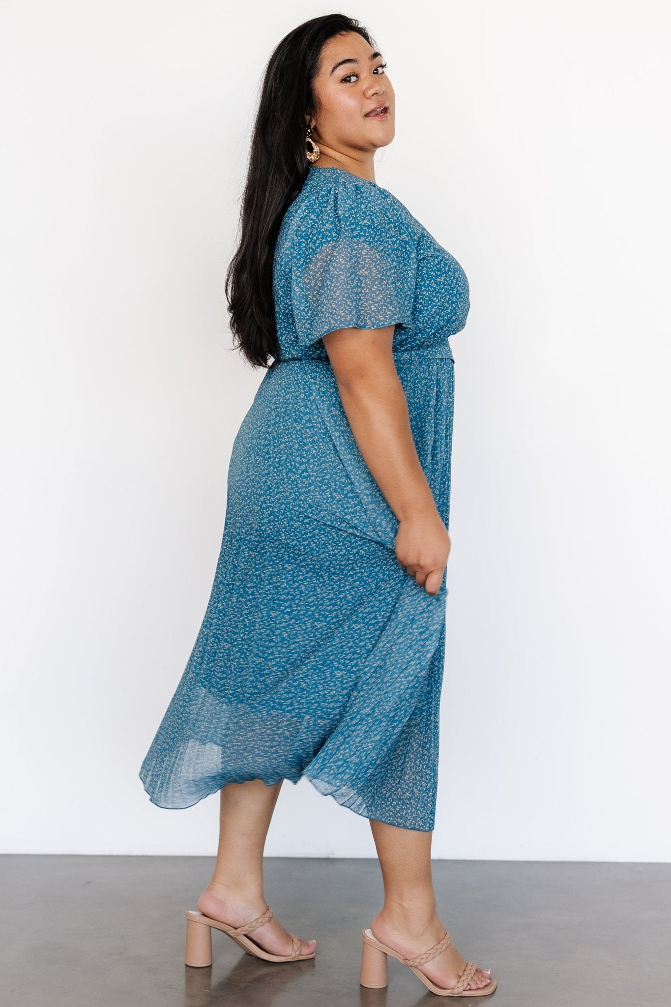 Prim Pleated Dress | Persian Blue Print - Baltic Born