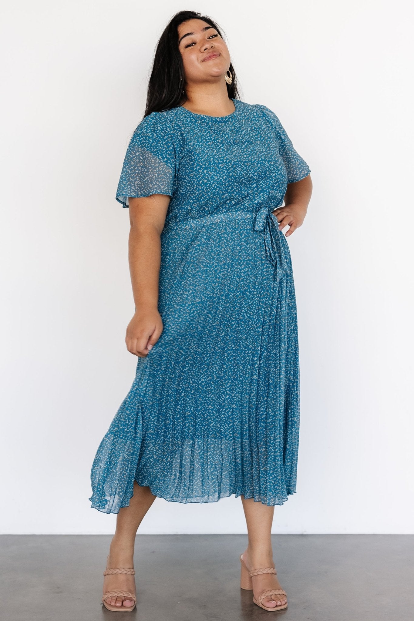 Prim Pleated Dress | Persian Blue Print - Baltic Born