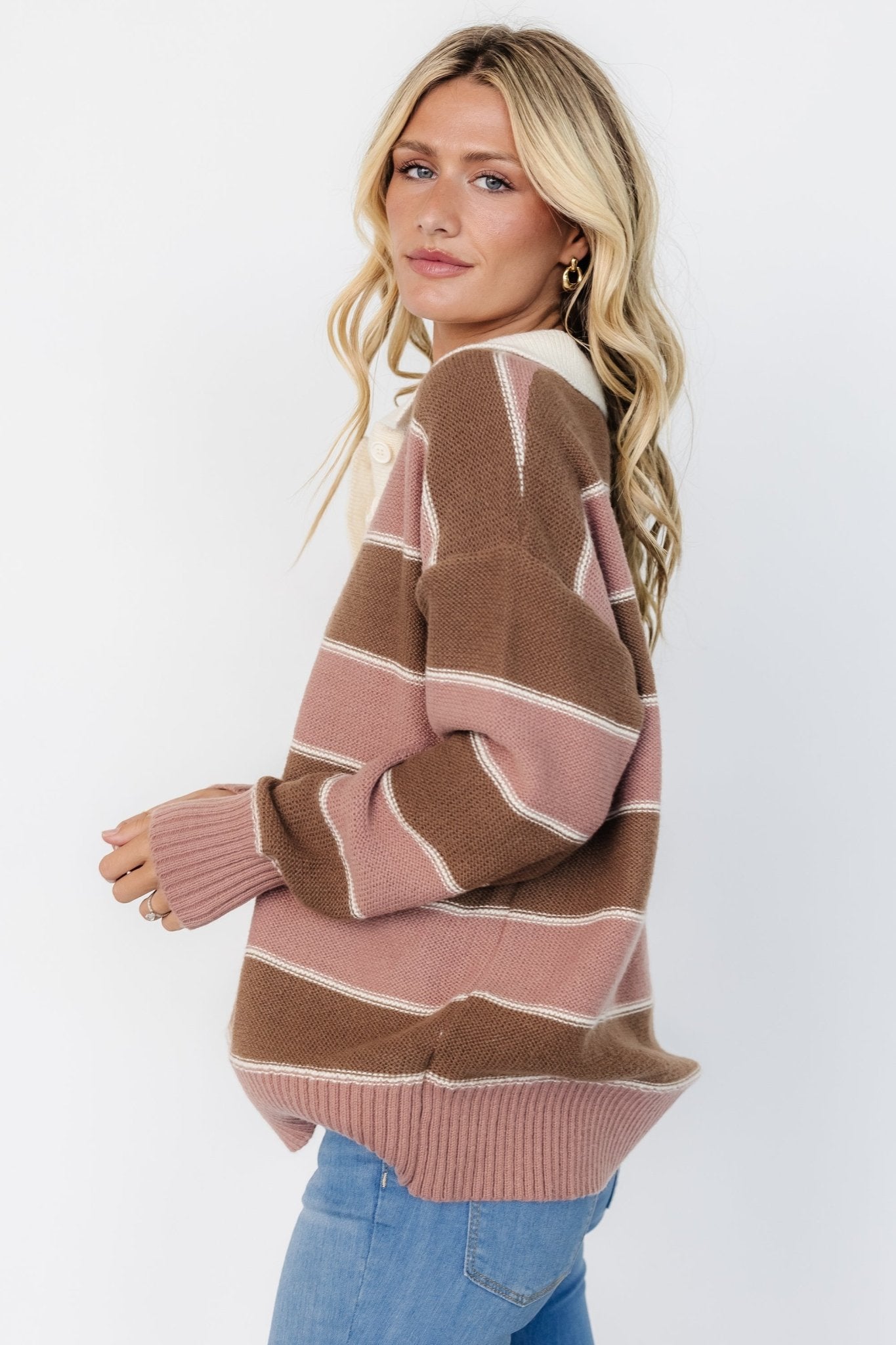 Priya Striped Sweater | Mauve + Mocha - Baltic Born