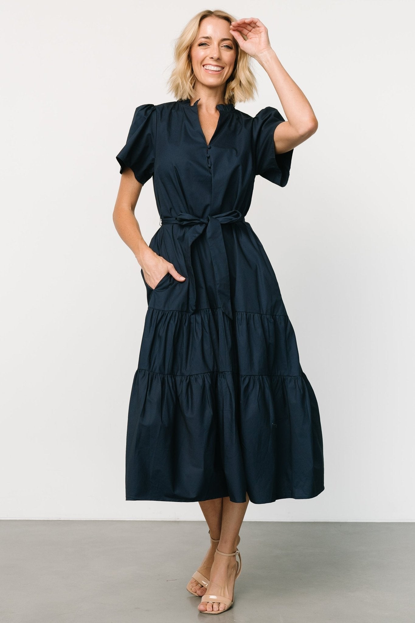 Providence Poplin Dress | Navy - Baltic Born