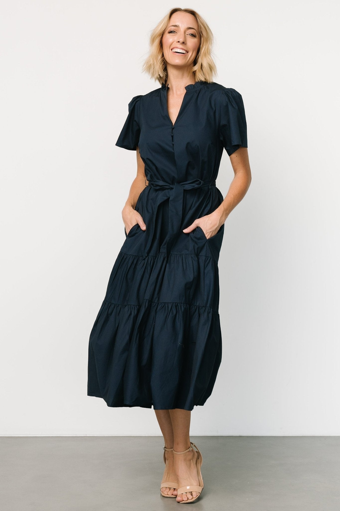 Providence Poplin Dress | Navy - Baltic Born