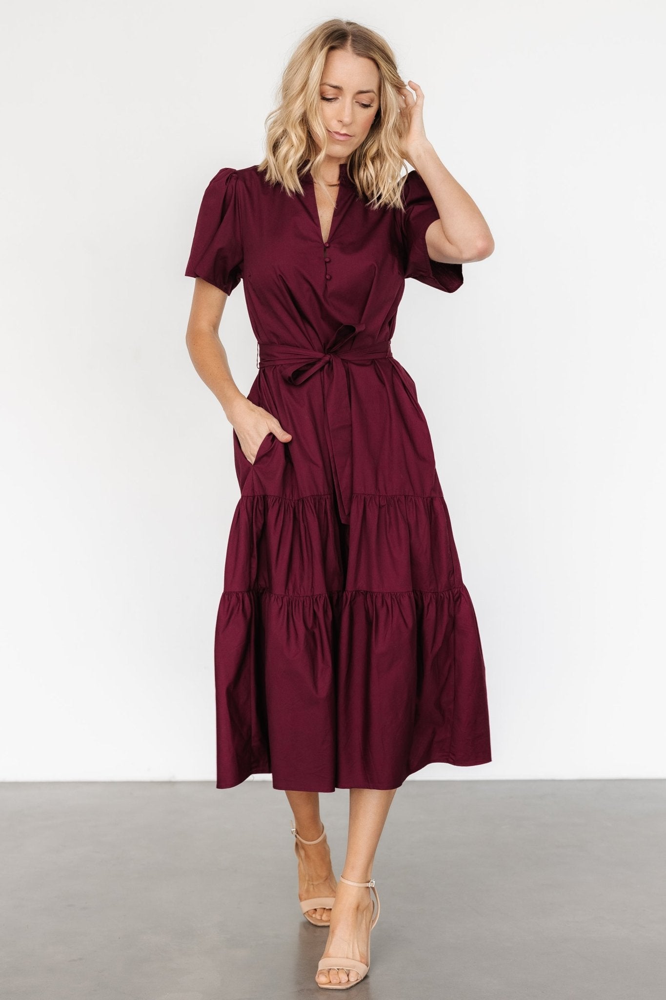 Baltic Born Womens Providence Poplin Dress | Wine | Size: Xs Baltic Born Womens Providence Poplin Dress | Wine | Size: Xs