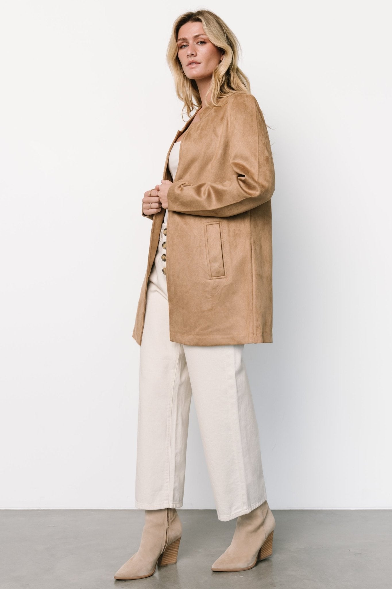 Queenie Faux Suede Jacket | Camel - Baltic Born