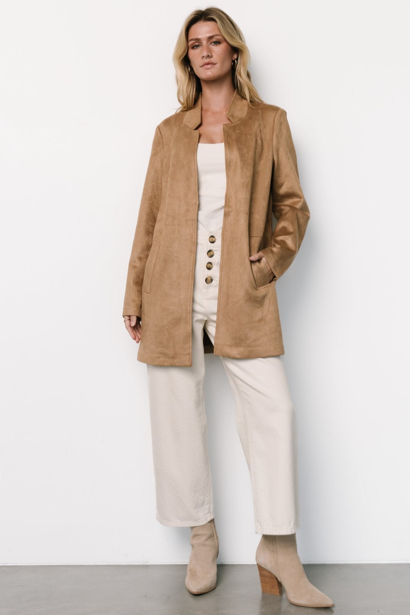 Queenie Faux Suede Jacket | Camel - Baltic Born