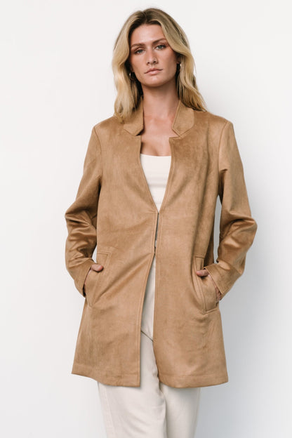 Queenie Faux Suede Jacket | Camel - Baltic Born