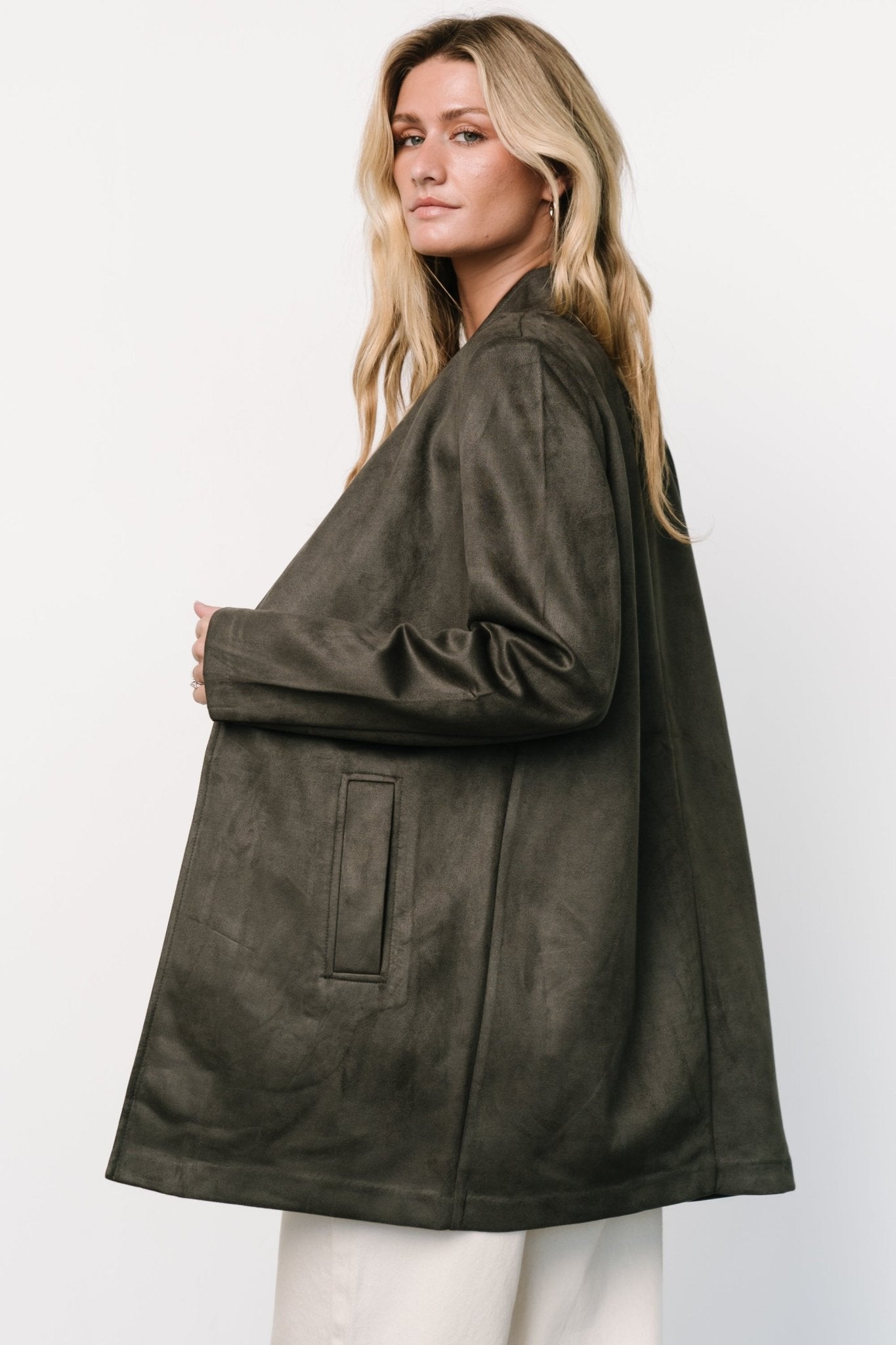 Queenie Faux Suede Jacket | Charcoal - Baltic Born