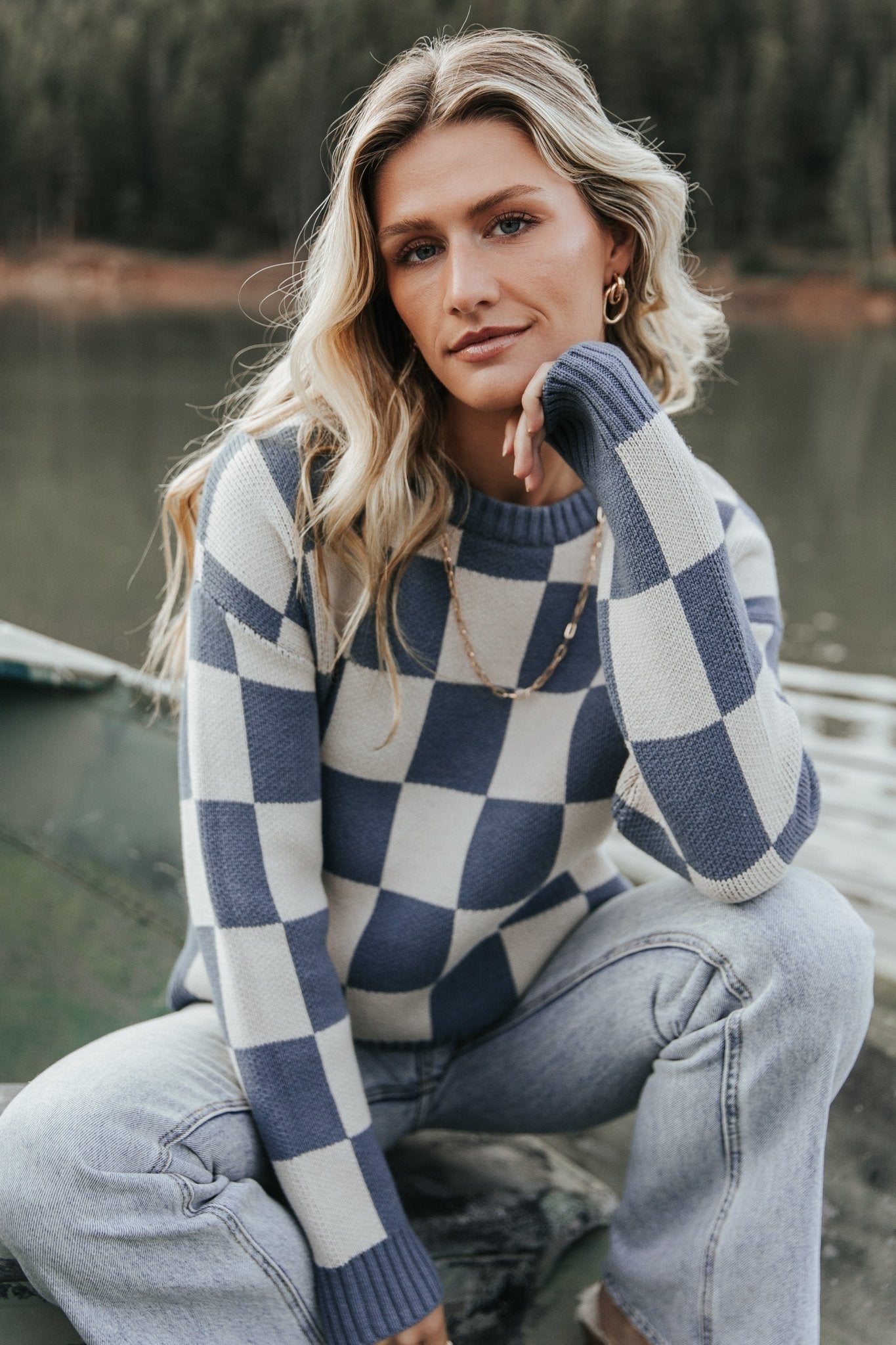 Quincy Checkered Sweater | Blue - Baltic Born