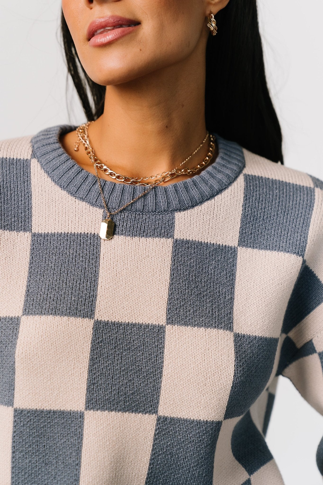 Quincy Checkered Sweater | Blue - Baltic Born