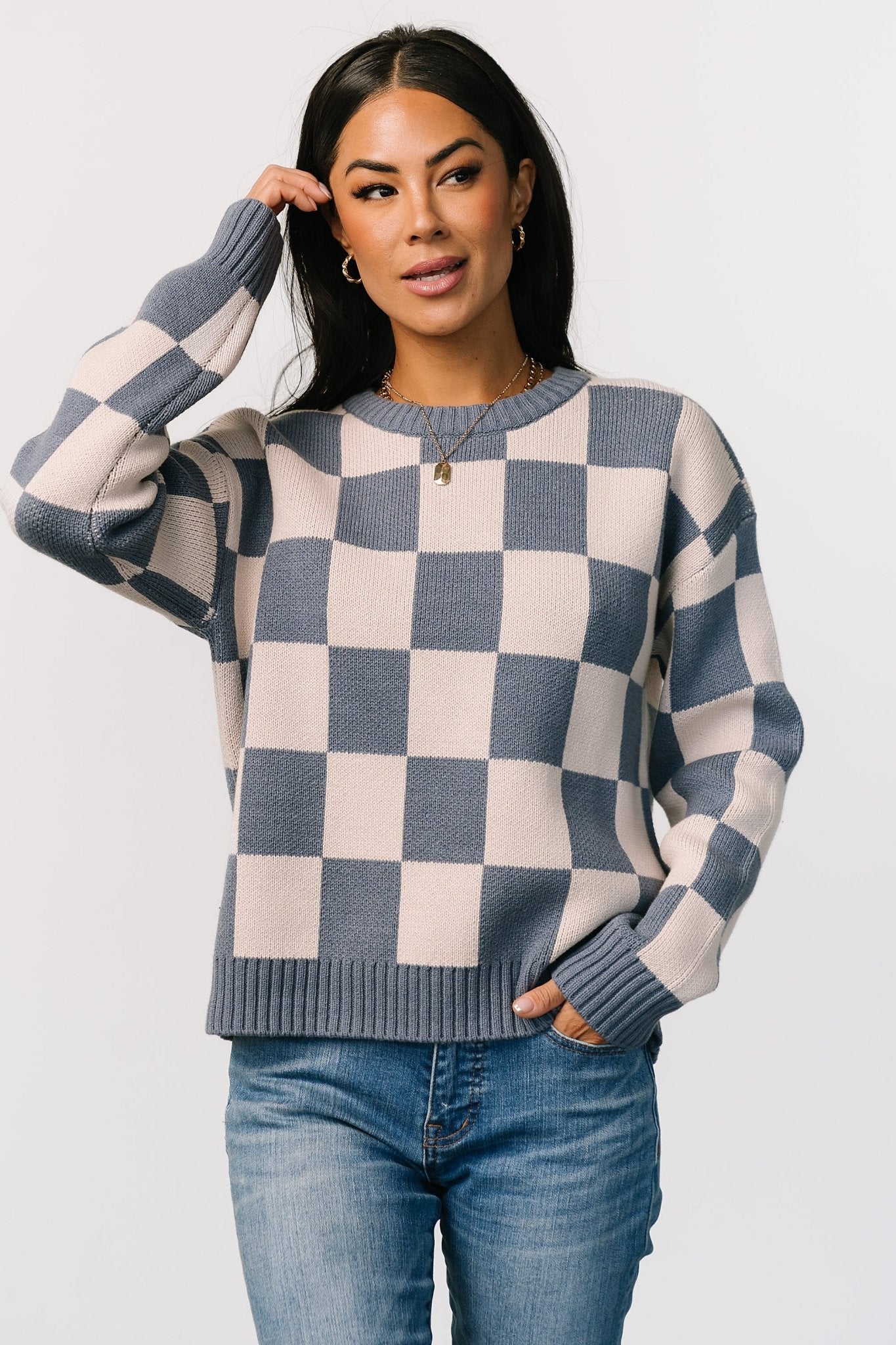 Quincy Checkered Sweater | Blue - Baltic Born