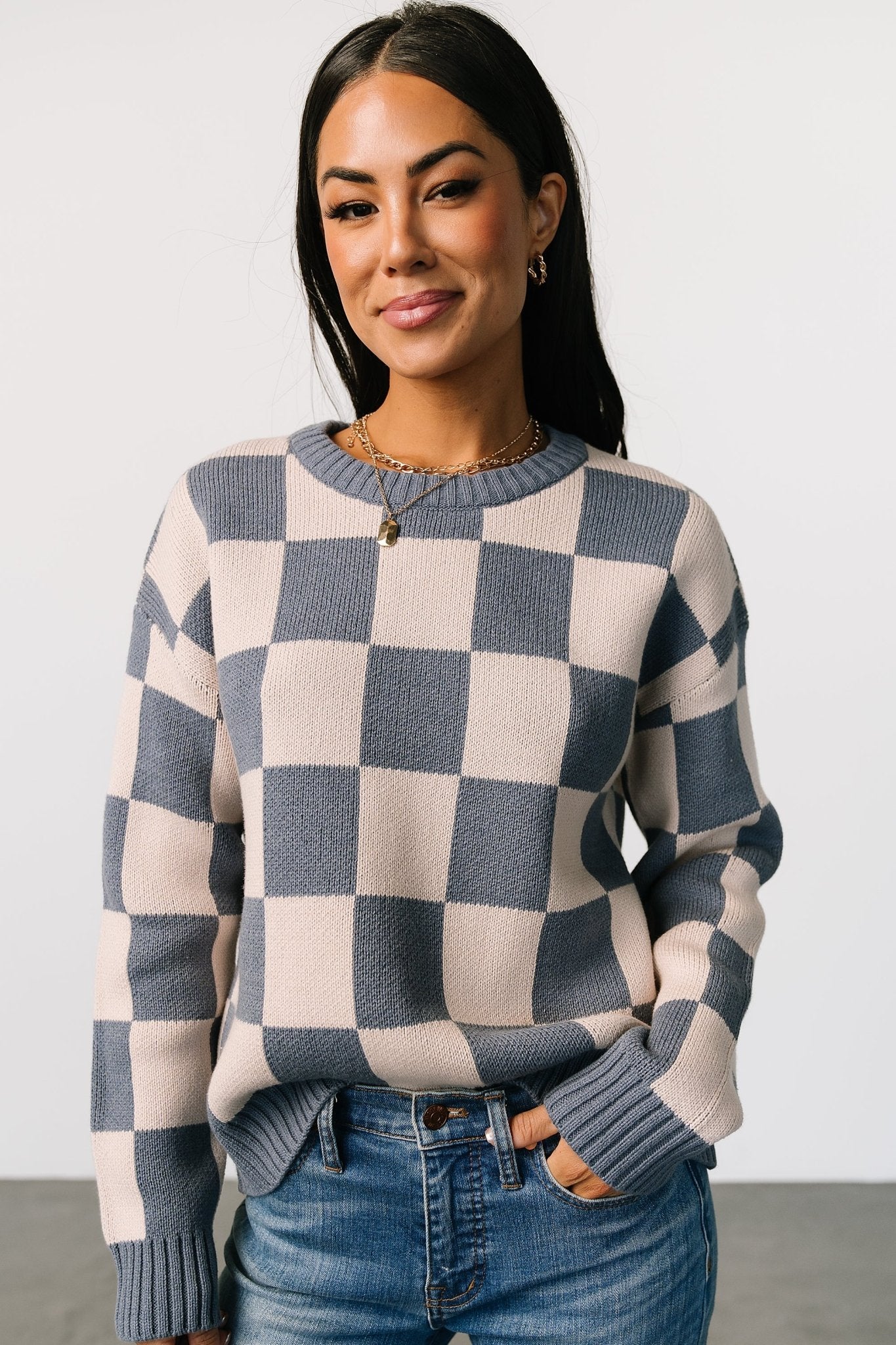 Quincy Checkered Sweater | Blue - Baltic Born