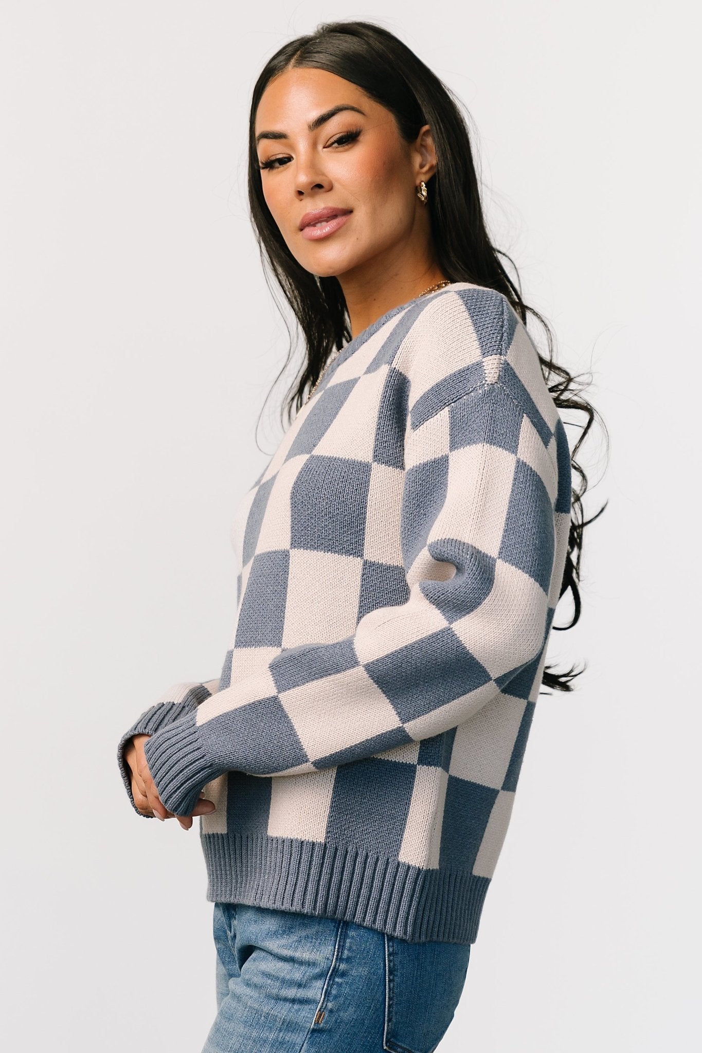 Quincy Checkered Sweater | Blue - Baltic Born