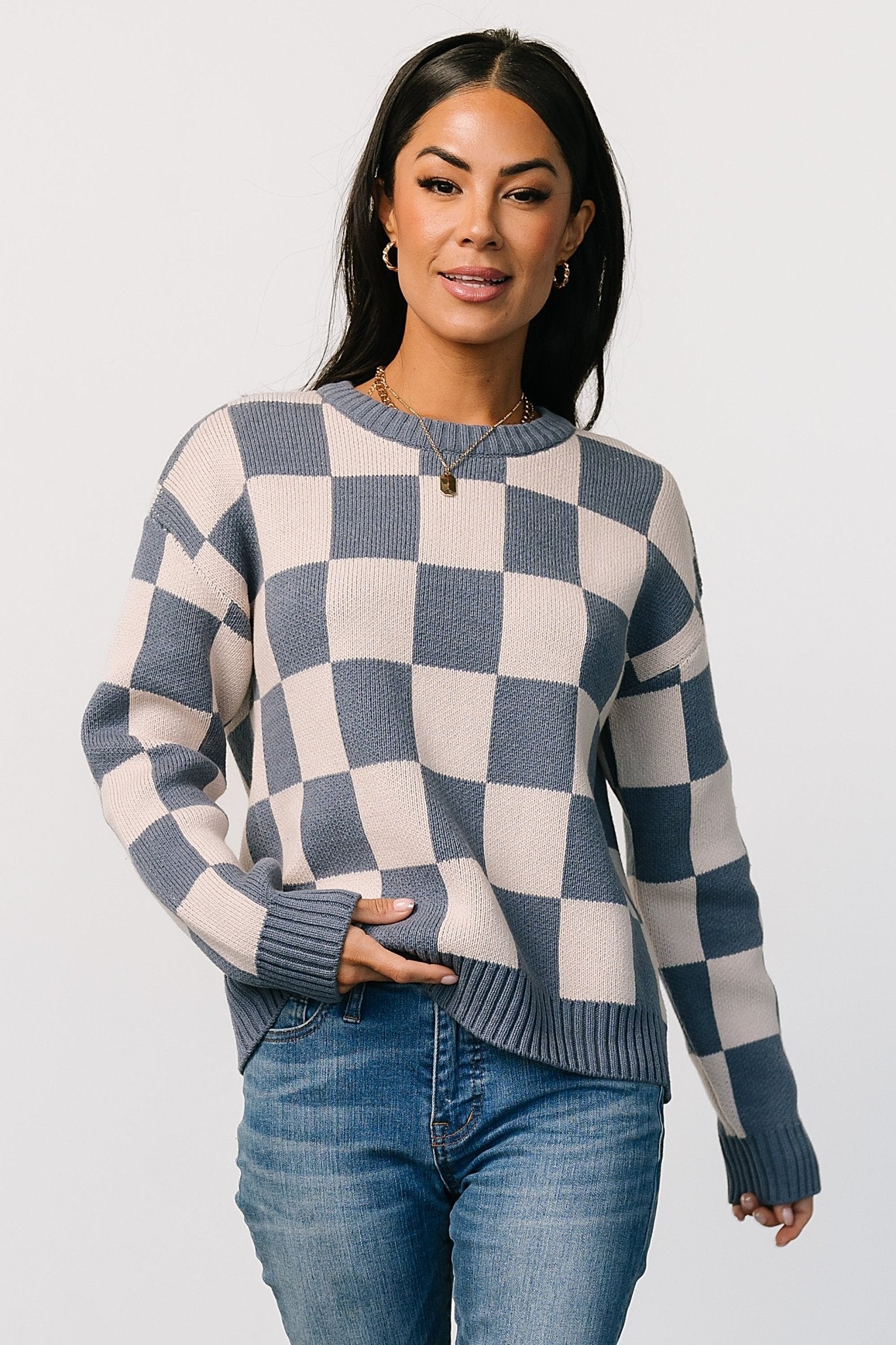 Quincy Checkered Sweater | Blue - Baltic Born